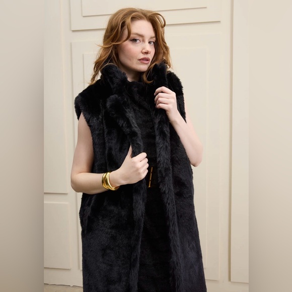 Black Soft Luxe Faux Fur Mid Vest XL NWT - Picture 3 of 4